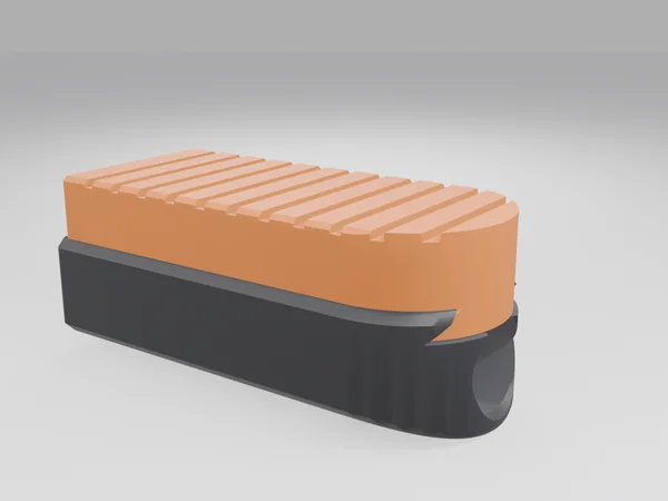 Render of the flat ribbed TPU pad variant on the finger body