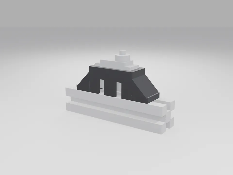 The black micro servo bracket on a grey aluminium extrusion with a plain grey servo-sized block standing in its window